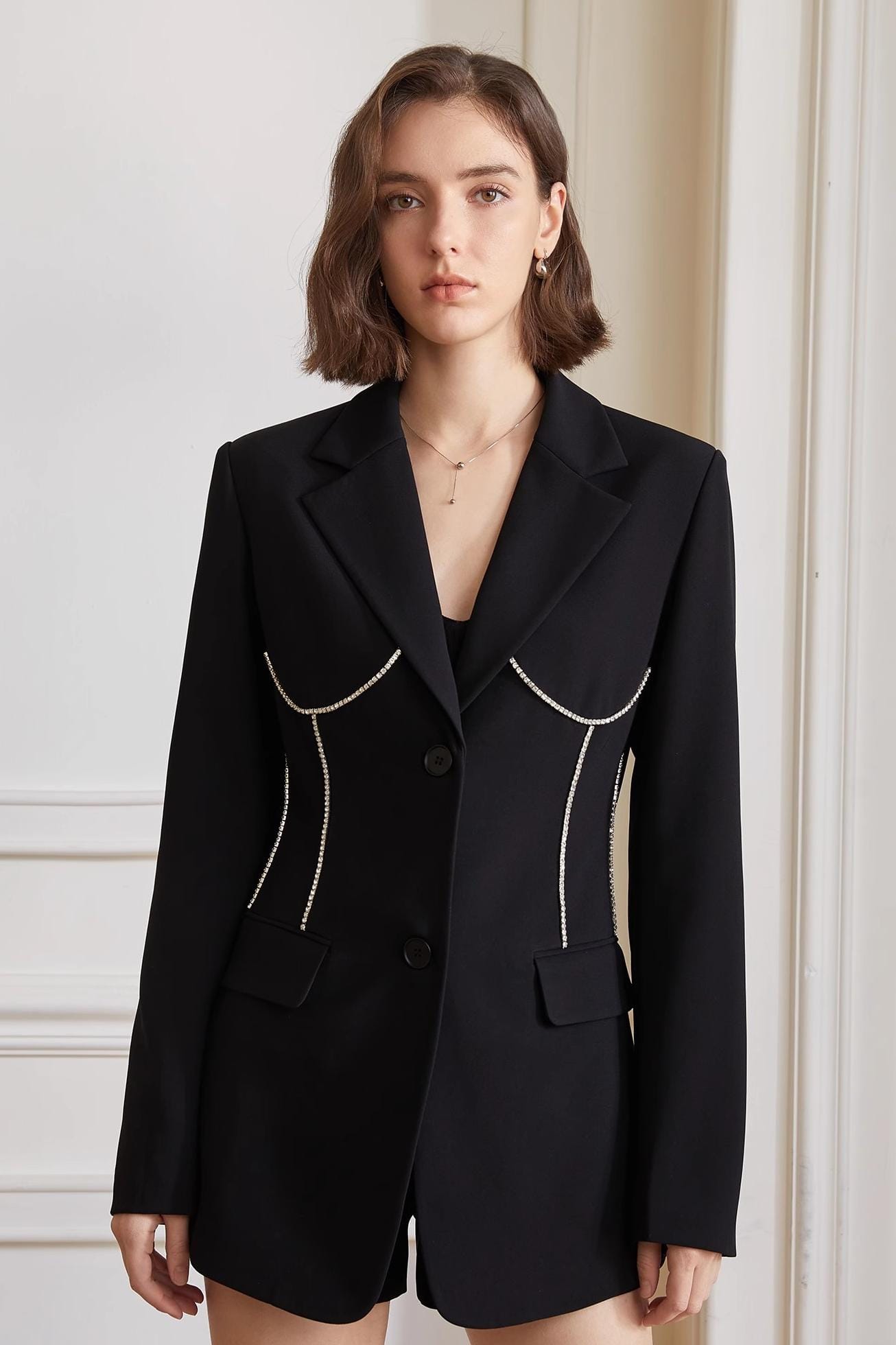 V-NECK SLIM FIT SUIT JACKET