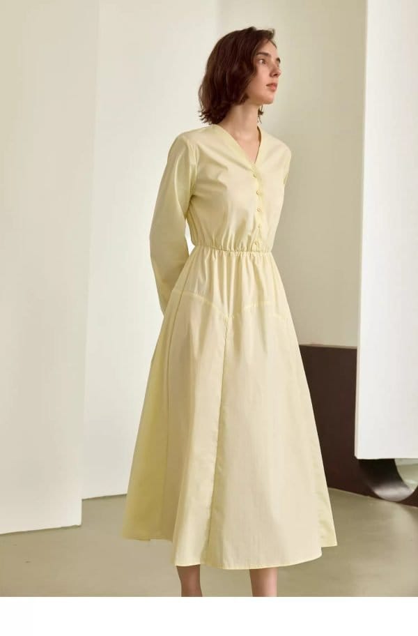 V-NECK HIGH WAISTED DRESS - 图片 7