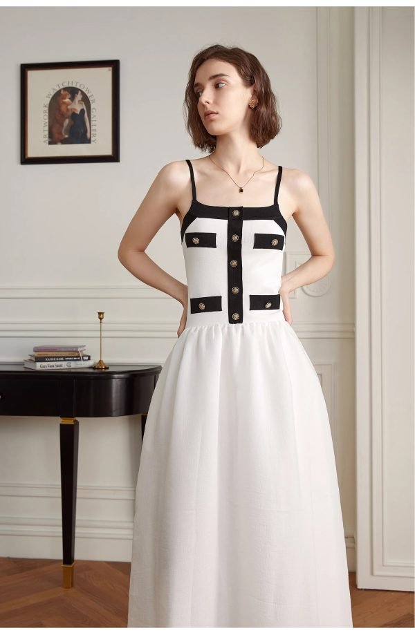 CONTRASTING SUSPENDER DRESS - 图片 5