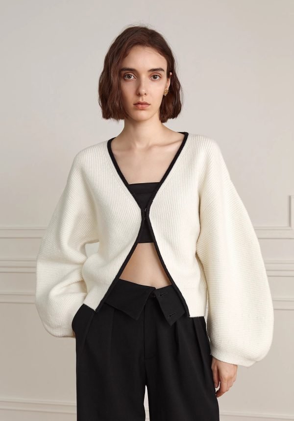 V-NECK SWEATER JACKET - 图片 5