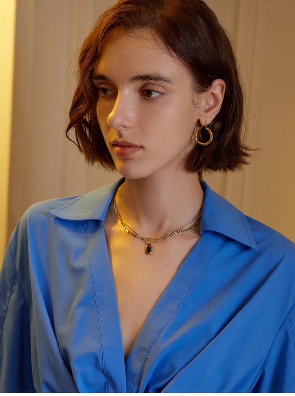 V-NECK LONG SLEEVED SHIRT - 图片 7