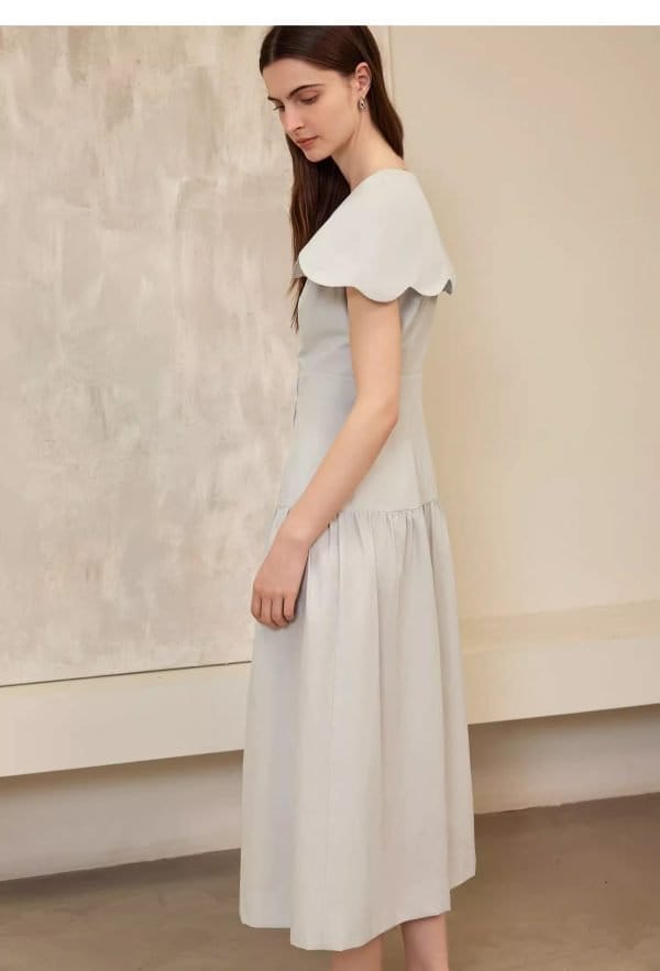 LACE LAPEL SLEEVELESS DRESS - 图片 8