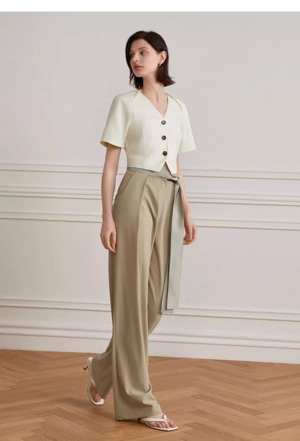 LACE UP WIDE LEG PANTS - 图片 2