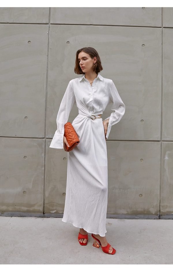 HOLLOW WAIST CINCHING DRESS - 图片 4