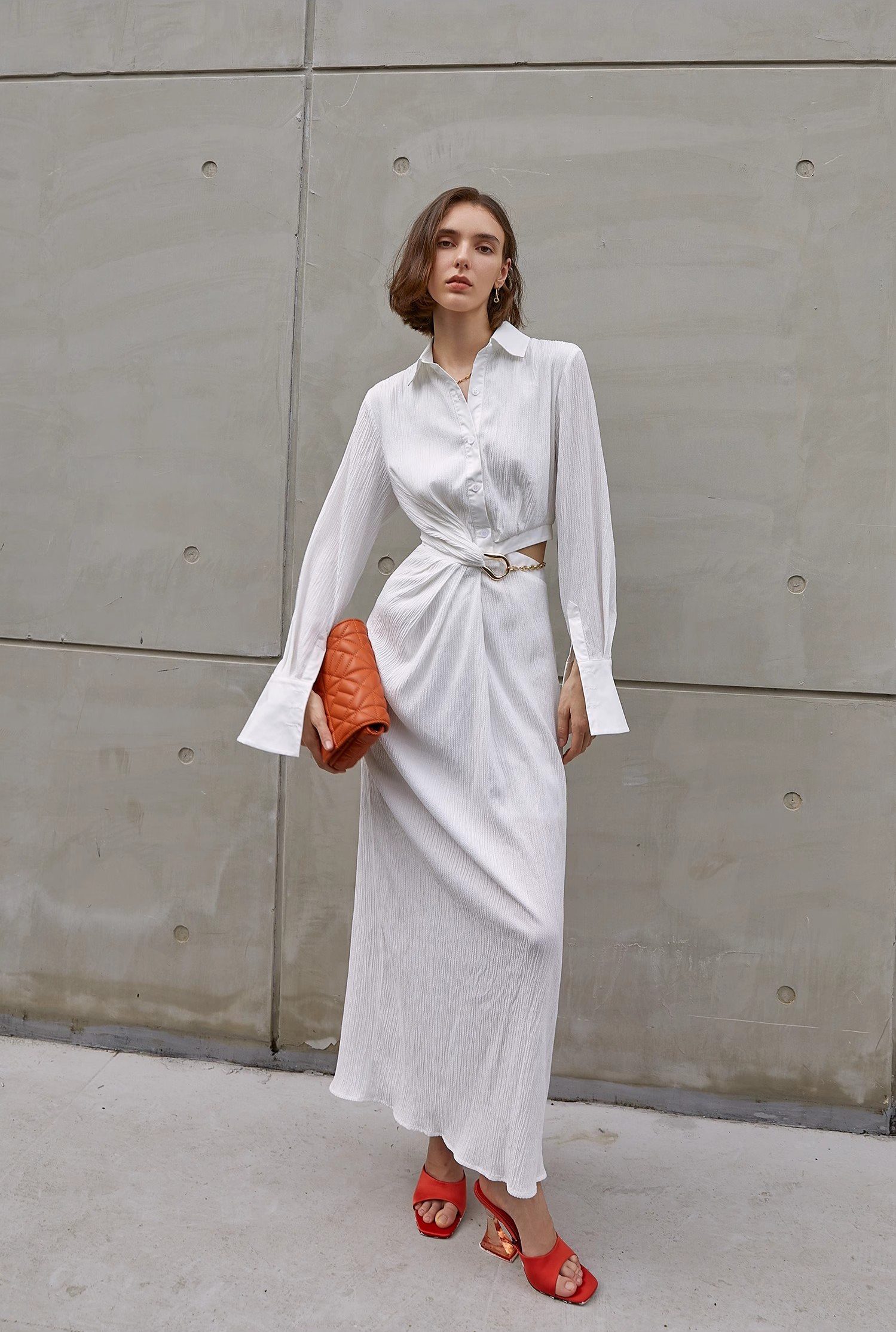 HOLLOW WAIST CINCHING DRESS