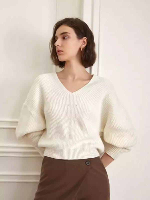 V-NECK KNITTED SWEATER - 图片 3