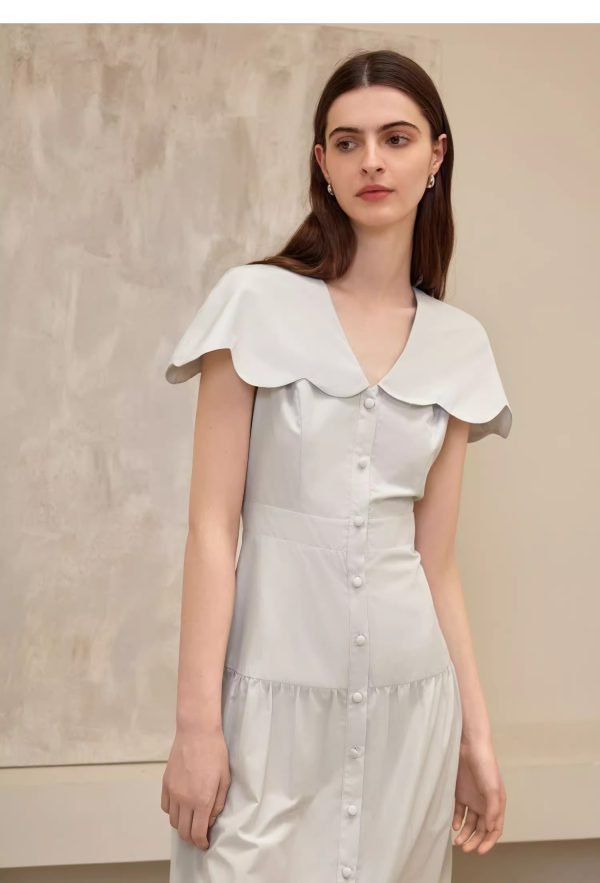 LACE LAPEL SLEEVELESS DRESS - 图片 5