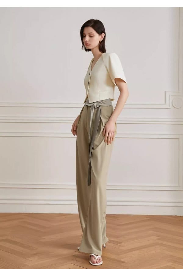 LACE UP WIDE LEG PANTS - 图片 3