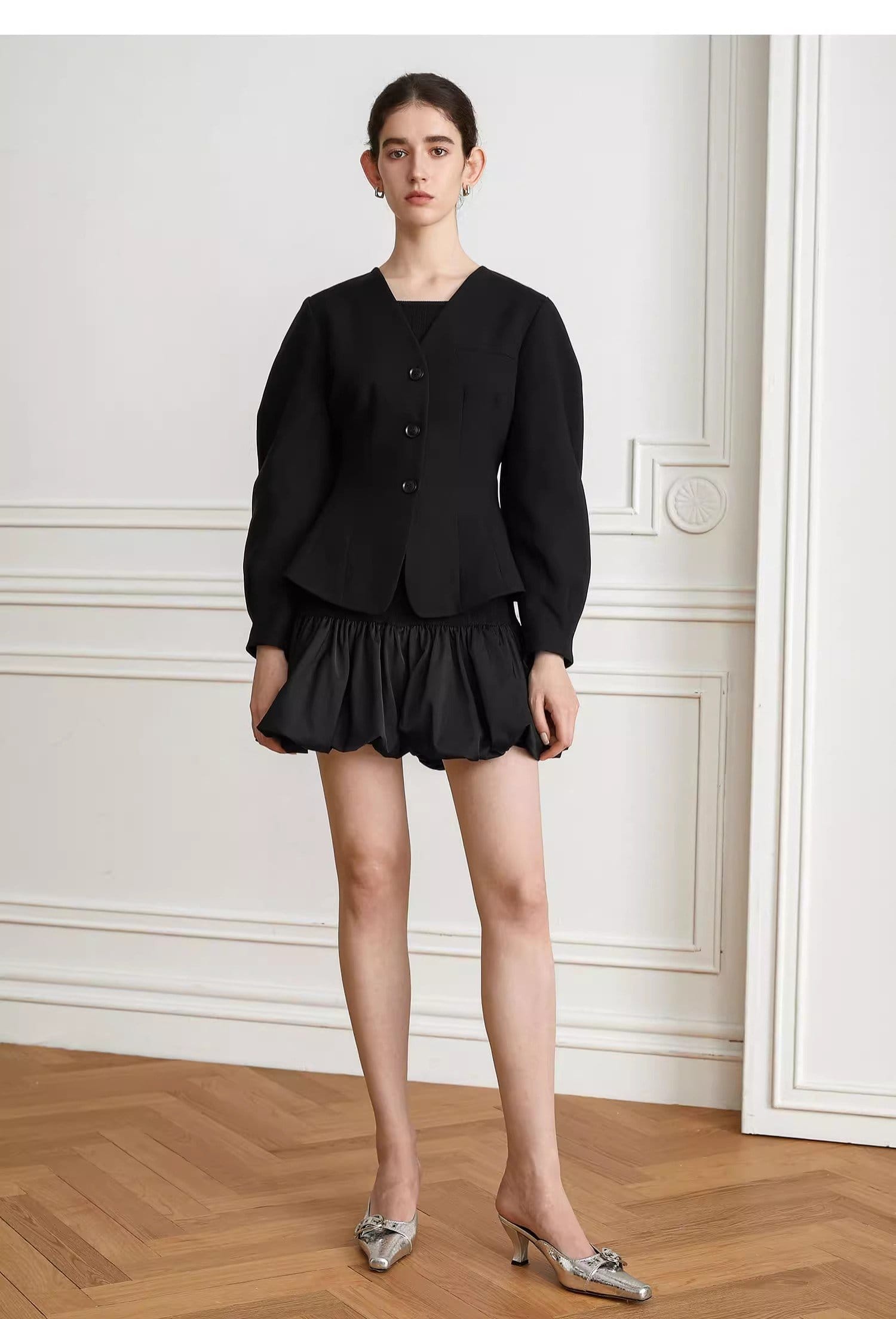 V-NECK CASUAL SHORT JACKET