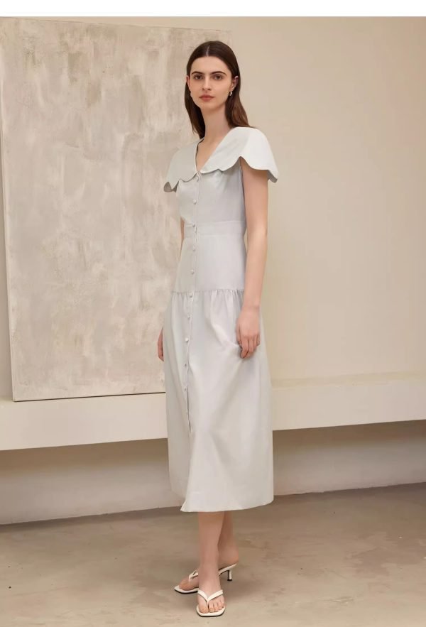 LACE LAPEL SLEEVELESS DRESS - 图片 6