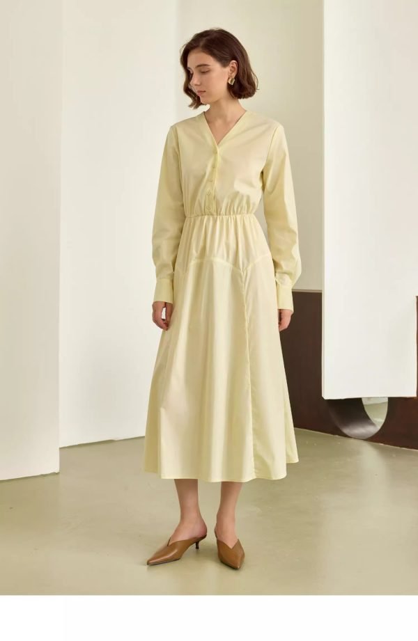 V-NECK HIGH WAISTED DRESS - 图片 4