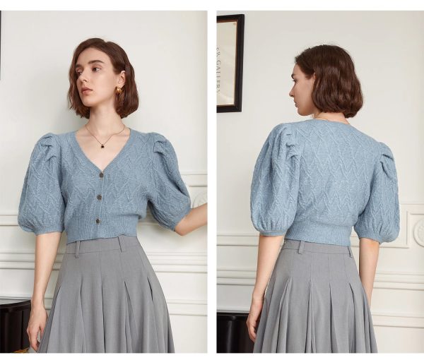 PUFF SLEEVE KNITTED TOP - 图片 3