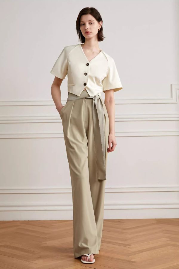 LACE UP WIDE LEG PANTS