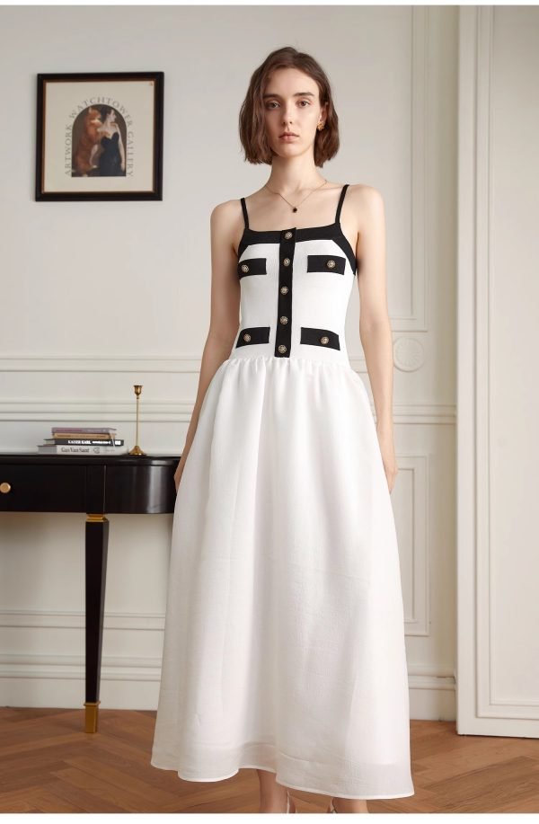 CONTRASTING SUSPENDER DRESS - 图片 3