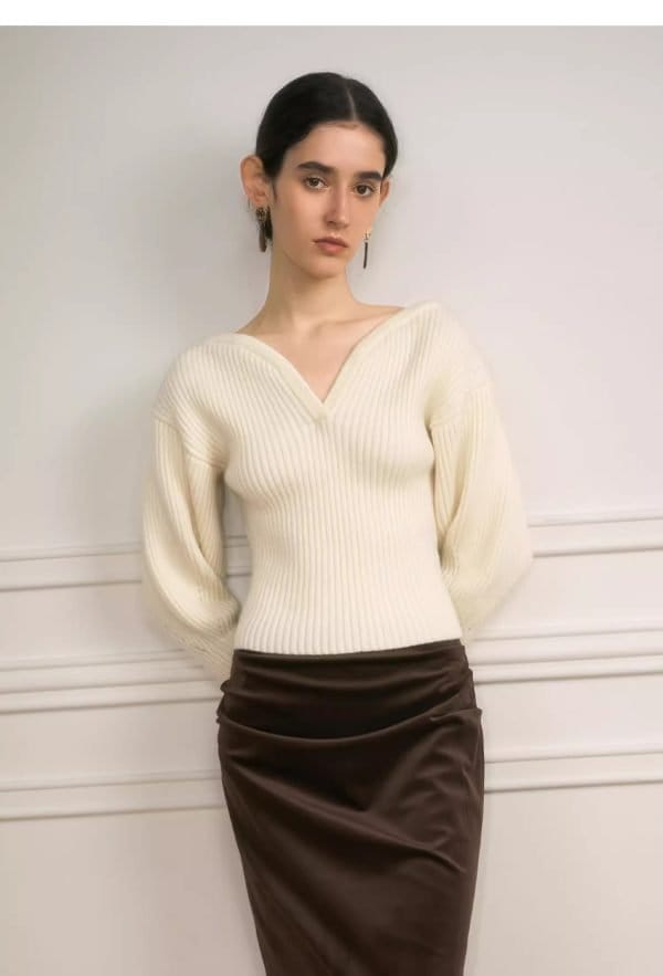 V-NECK PULLOVER SWEATER - 图片 4