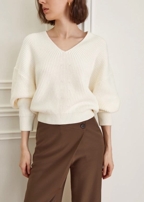 V-NECK KNITTED SWEATER - 图片 6