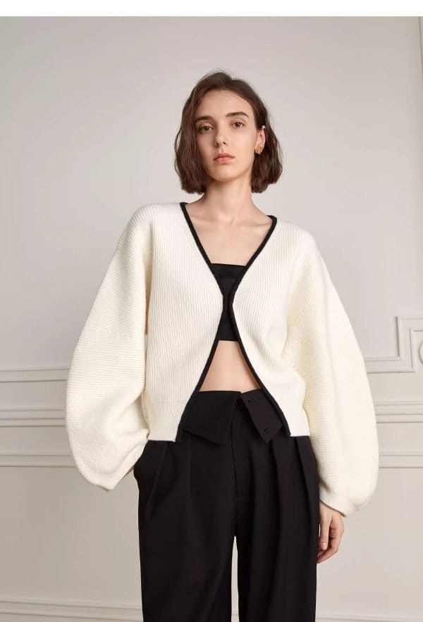 V-NECK SWEATER JACKET - 图片 2