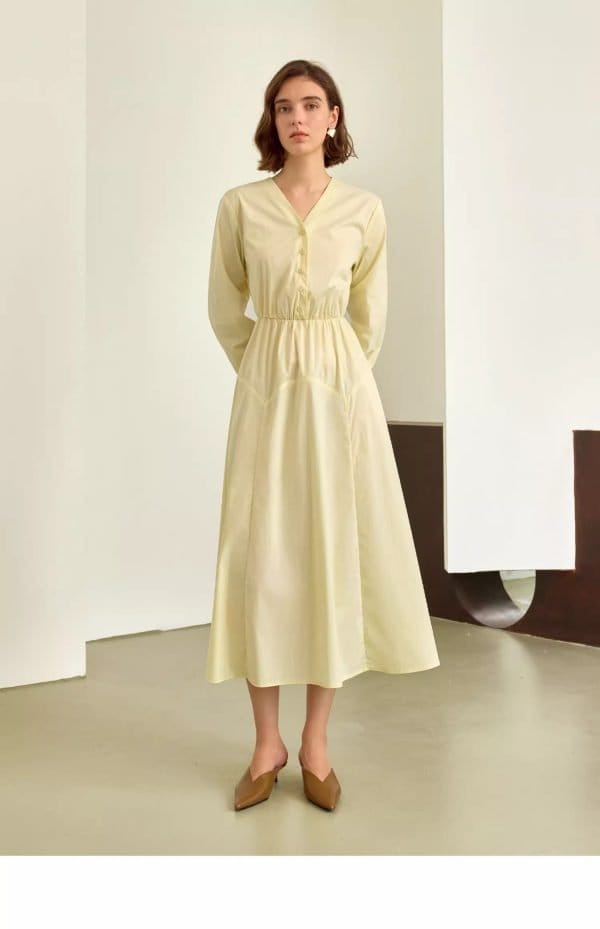 V-NECK HIGH WAISTED DRESS - 图片 5
