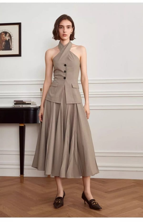 HANGING NECK SUIT VEST - 图片 2