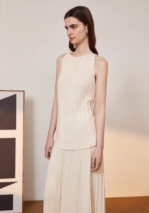 SLEEVELESS TOP PLEATED SKIRT - 图片 5