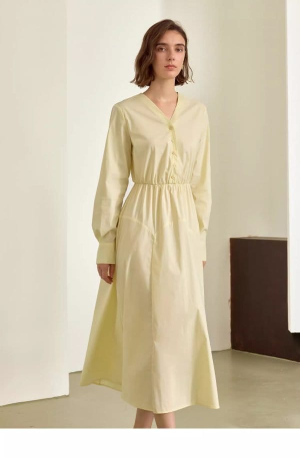 V-NECK HIGH WAISTED DRESS - 图片 3
