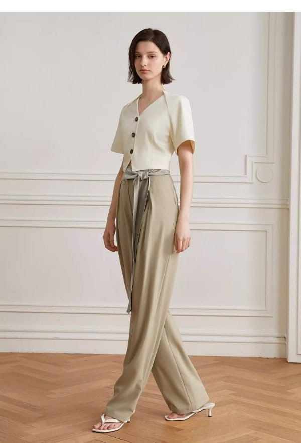 LACE UP WIDE LEG PANTS - 图片 4