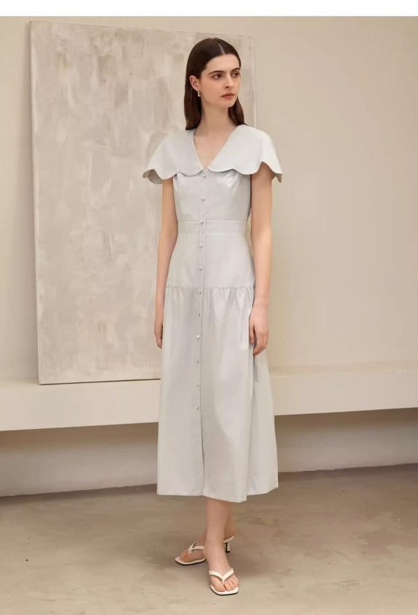 LACE LAPEL SLEEVELESS DRESS - 图片 7