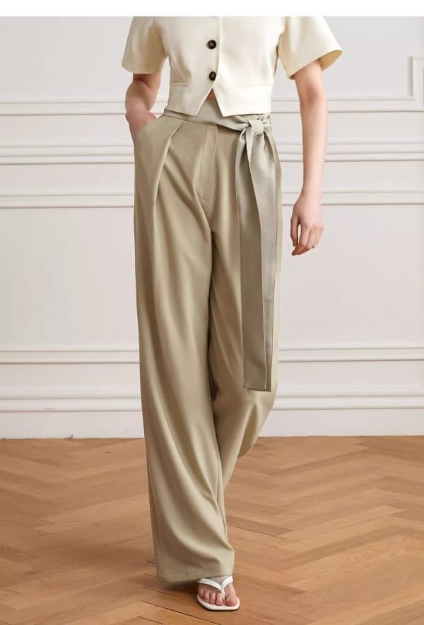 LACE UP WIDE LEG PANTS - 图片 8