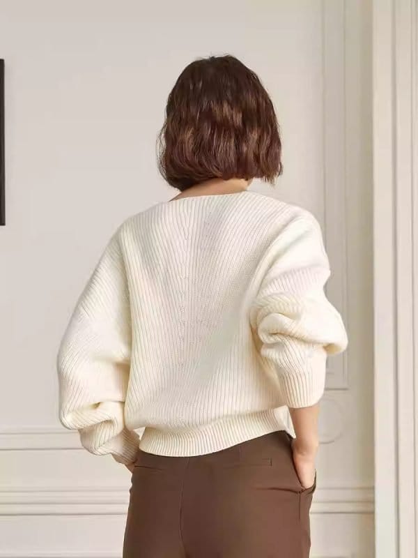 V-NECK KNITTED SWEATER - 图片 7