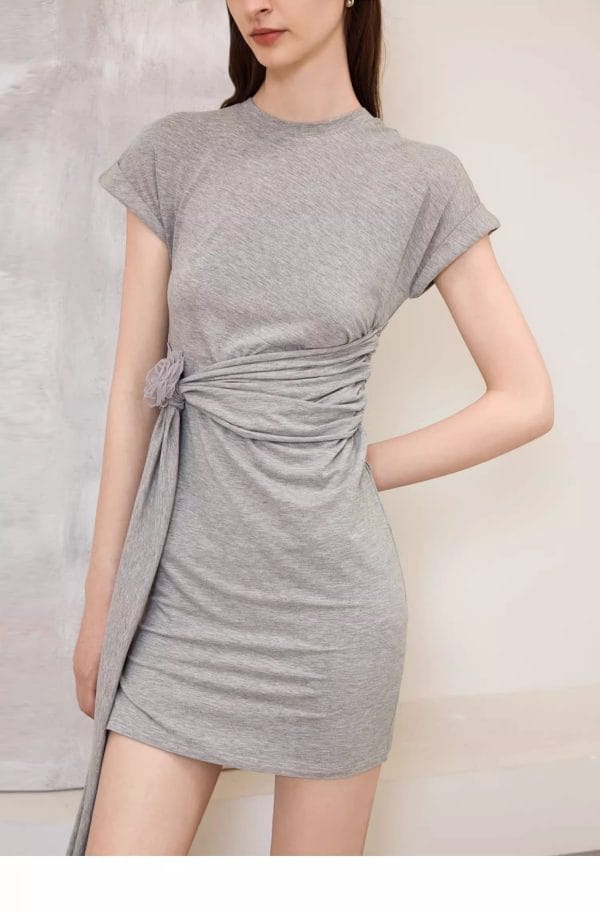 SLIM FIT PLEATED DRESS - 图片 6