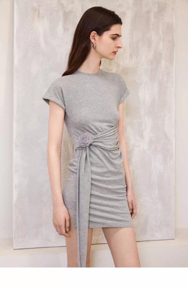 SLIM FIT PLEATED DRESS - 图片 7