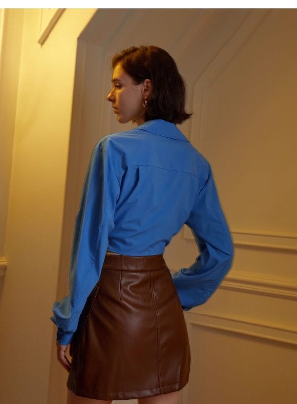 V-NECK LONG SLEEVED SHIRT - 图片 5