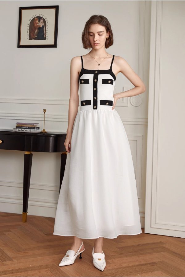 CONTRASTING SUSPENDER DRESS
